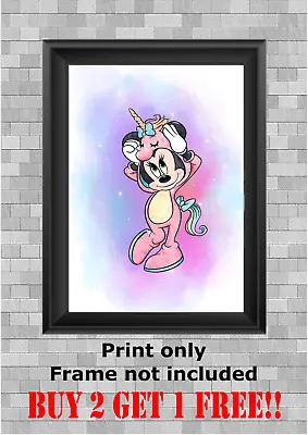 Disney Minnie Mouse Unicorn Wall Art Poster Print Picture Gift A5 A4 A3 • £9