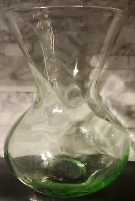 Vintage Thin Wall Clear Green Vase 6 In. X 4 In. • £25.56