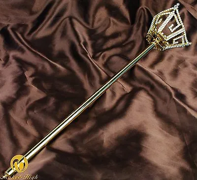 49cm Medieval King Queen Rhinestone Scepter Wand Wedding Pageant Handheld Props • $33.67