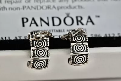 Pandora Silver Dreamer Safety Chained Double Bead Clip Charm Pendant • £68.12