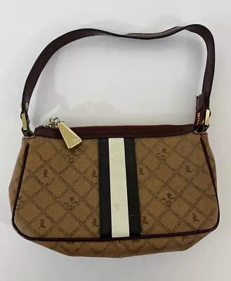 L.A.M.B Women’s Vtg Striped Print Small Shoulder Bag Gold Hardware Monogram • $48.99