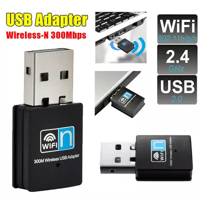 High Speed Mini 300Mbps USB 2.0 WiFi Wireless Adapter Hub For PC Laptop Notebook • $7.27