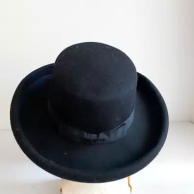 Amanda Smith Classic Black Wool Fedora Hat M • $85