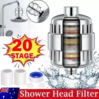 20 Stage Shower Head Filter Bath Hard Water Chlorine Purifier With 2 Filters OZ • $26.45