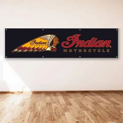 $15.85 • Buy Indian Motorcycle 2x8 Ft Banner Car Racing Show Garage Wall Sign Flag