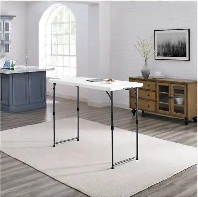 $38.27 • Buy Mainstays 4' Height Adjustable Folding Table, White Granite - NEW