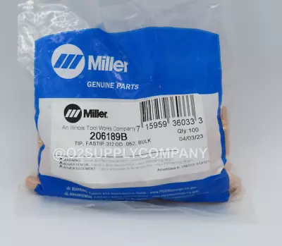 Miller Electric 206189B Tip Fastip .310 OD .052 AND 3/64  Aluminum Wire (100 Pi • $187