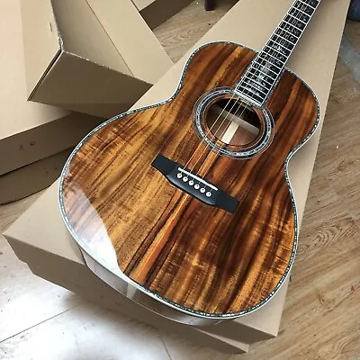 All Koa Wood  39  000 Type Acoustic Guitar Abalone Inlays Ebony Fingerboard • $445