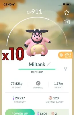 Pokemon TRADE - 10x Miltank Trades ! Good Chance Of Lucky And Good IVs !! • $2.45