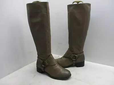 Vince Camuto Shaylee Taupe Leather Zip Harness Riding Boots Womens Size 6.5 B • $29.95