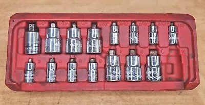 MAC Tools SXASS16PT 15 Pc SAE  & Metric 1/4  & 3/8  Dr Stubby Hex Bit Socket Set • $50