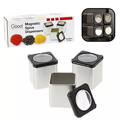 Magnetic Spice Jars - Tins Attach To Most Refrigerator Doors - Shake Or Pour • $14.09