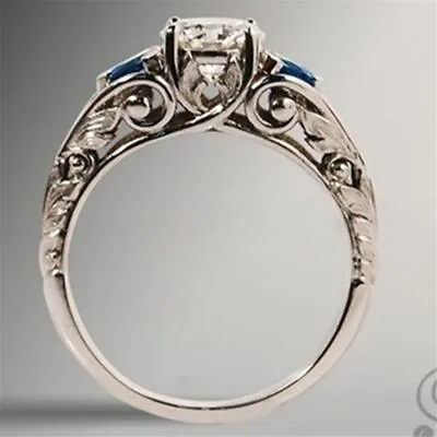 $2.37 • Buy Anniversary Diamond Sapphire 925 Sterling Silver Women's Ring Wedding Band