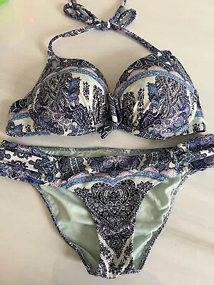 Victoria’s Secret Bombshell Push Up Plunge Bikini Top 34C  & Knockout Bottoms XS • $54.99