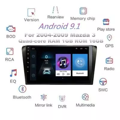 2DIN 9  Android Radio For 2004-2009 Mazda 3 Stereo GPS 3G 4G Mirror Link +Canbus • $175.34