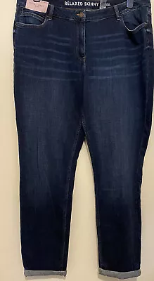 £19.95 • Buy Bnwt NEXT RELAXED SKINNY MID RISE BLUE DENIM JEANS 20 XXL L33”