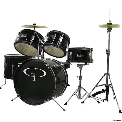 GP Percussion GP55BK 5-Piece Junior Drum Set With Cymbals And Throne Black • $299.99