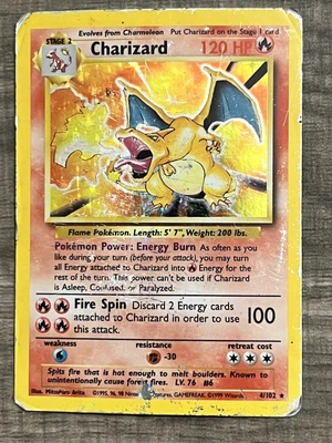 $74.99 • Buy Pokémon TCG Charizard Base Set 4/102 Holo Rare Heavily Played