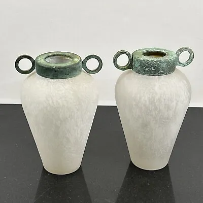 RARE Set Of Antique Murano Pair Of Scavo Glass Amphora Vases • $247