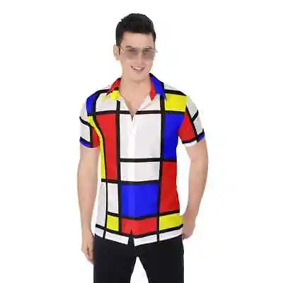 $44.99 • Buy Mondrian Pop Art Vintage Mod 60s 70s V-Neck Tee Shirt Retro Funky Boho Hippie
