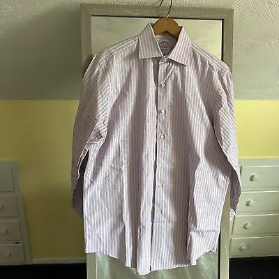 Brooks Brothers Mens Dress Oxford Shirt Pink Blue Stripe Cotton 16-34 Spring • $20