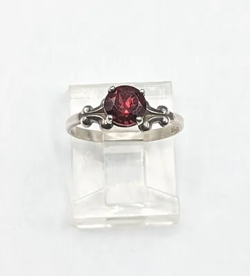 Sterling Silver 925 Kabana KBN Red Garnet Gemstone Solitaire Ring Size 5 *READ • $18