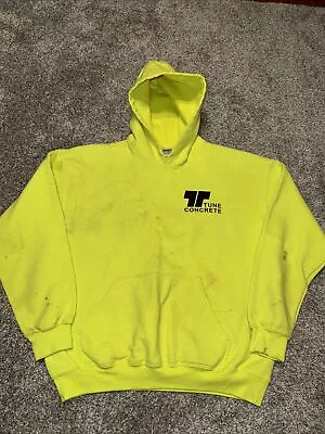 High Visibility Sweatshirt Mens Large Neon Yellow Safety Hoodie Grunge Workwear • $19.99