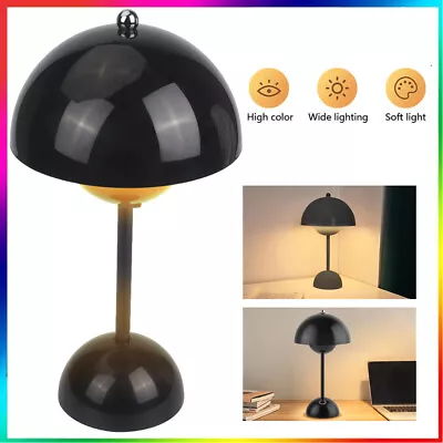 USB Rechargeable Mushroom Lamp Desk Lamp Tri-colour Dimmable LED Night Light UK • £12.90