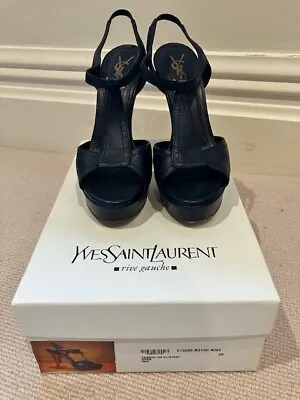 YSL Yves Saint Laurent Tribute 105 Sandal Navy Size 38 • £150