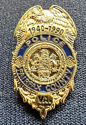 $8.95 • Buy FAIRFAX COUNTY VA Virginia P.D. 50th YEAR Emblem Shield Mini-Badge LAPEL PIN