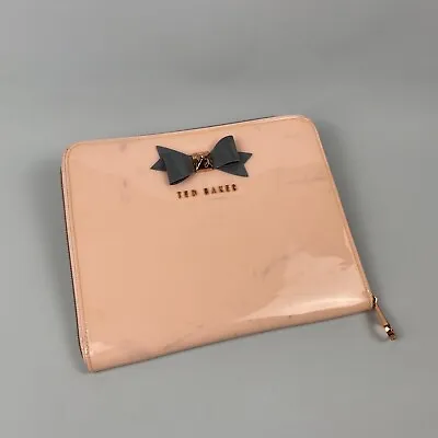 Ted Baker IPad Sleeve Case Zip Up Pink PVC Plastic Bow Cover Travel Pouch 12  • £10.99
