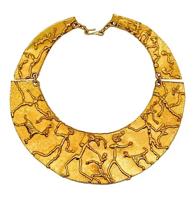 Jean Mahie 1970 Paris Sculptural Collar Necklace In Solid 22Kt Yellow Gold • $74500