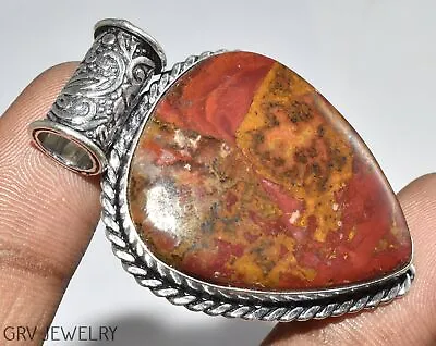 Morrocan Seam Agate Gemstone 1.7  Handmade Pendant 925 Silver Plated U499-D125 • $9.99