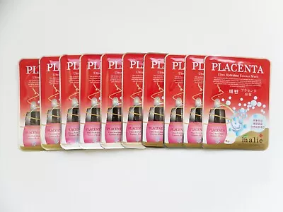 10pcs Malie PLACENTA Face Mask Packs Sheet 25g Whitening Wrinkle Care Cosmetic • £15.33