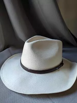 Vintage USA Made STETSON Cowboy Hat 8X SHATUNG Straw 7-1/2 Western PANAMA • $159.95