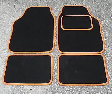 VAUXHALL CORSA B C D E F UNIVERSAL Car Floor Mats Black Carpet & Orange Trim • $12.43