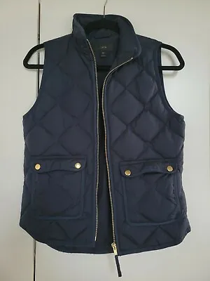 J. Crew Women's Excursion Navy Blue Quilted Primaloft Puffer Zip Vest XS Petite • $33.99