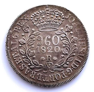 SC Brazil-Juan VI. 960 Reis 1820. MINTED ABOUT 8 SPANISH REALS. Silver 26.1g • £134.67
