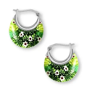 Jewelry Murano Style Chunky Hoop Earrings For Women Steel Glass Birthday Gifts • $16.99