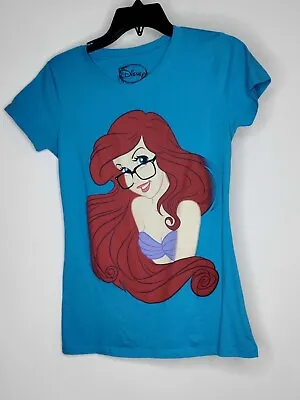 Disney Ariel Adult Women's Blue T-Shirt Short Sleeve Graphic Size Large Top • $17.84