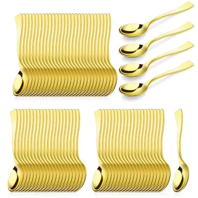 80 Pieces Disposable Plastic Mini Gold Spoons Gold Plastic Tasting Spoons 3... • $20.33