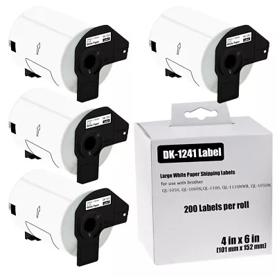 $36.94 • Buy 4 Rolls 4X6 In Large Shipping Labels DK-1241 Fits Brother QL-1110NWB QL-1100
