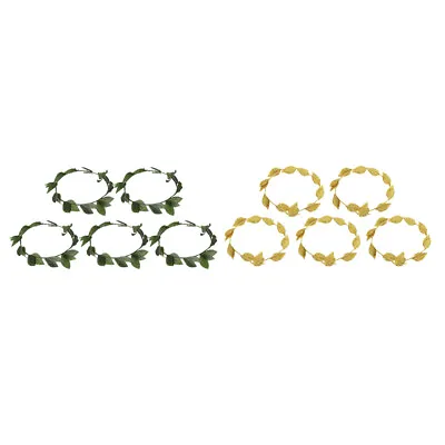 10pcs Summer Gold Green Leaf Roman Greek Goddess Laurel Wreath Costume Party • £14.51