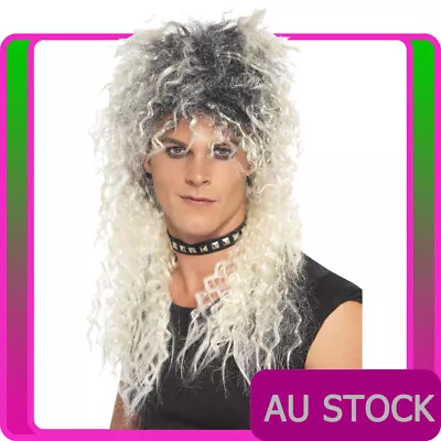 Adult Hard Rocker Wig Long Tousled Two Tone Blonde Mens Rock N Roll Punk Mullet  • $21.07