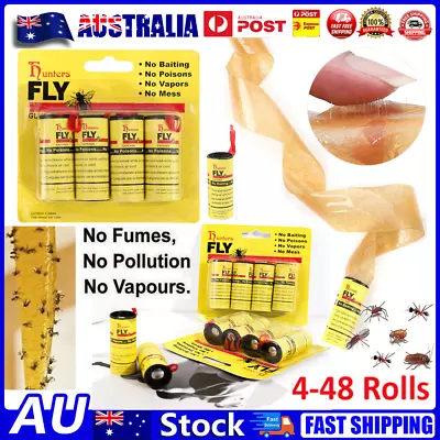 4-48 Rolls Sticky Fly Trap Paper Insect Bug Catcher Strip Flies Sticker AU • $11.66