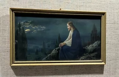 Vintage Jesus Framed Picture Mount Of Olives Christ Art Print 16 X 9  • $69.74