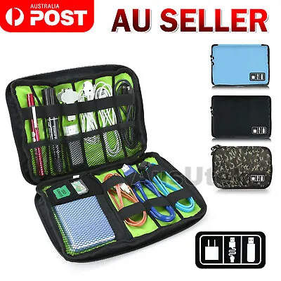 $8.99 • Buy Electronic Accessories Storage USB Cable Organizer Bag Case Drive Travel Insert