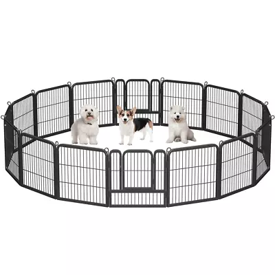  16 Metal Heavy Duty Dog Fence With Gate Black • $158.18