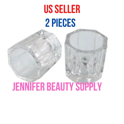 2pcs Clear Glass Dappen Dish Crystal Cup Nail Art Tools Acrylic Liquid Powder  • $5.89