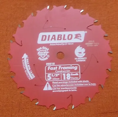 Freud-Diablo 5-1/2 In. X 18-tooth Fast Framing Circular Saw Blade • $17.50